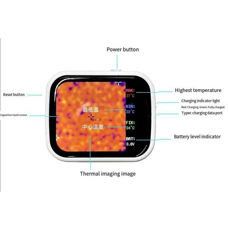 Underfloor Heating Thermal Detector - ABVG-320 X 240 터치스크린 미니 휴대용